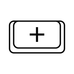 Simple plus sign icon in rectangular box