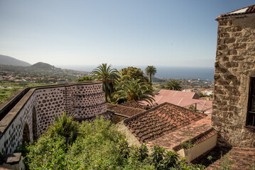 La Orotava, Tenerife, Spain 03.06.2018: Photos taken in La Orotava, Tenerife A scenic view overlooking lush greenery with the ocean and mountains in the distance