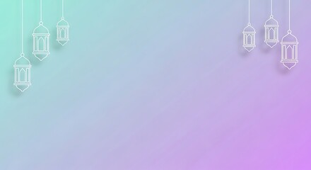 Elegant hanging lanterns on gradient background