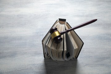 Judge gavel and book on the table. Law