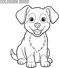 Obraz premium Cute Puppy Coloring Page for Kids Activity Book