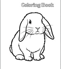 Cute Rabbit Coloring Book Page for Kids Activity