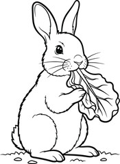 Fototapeta premium Cute Rabbit Eating Carrot Coloring Page for Kids