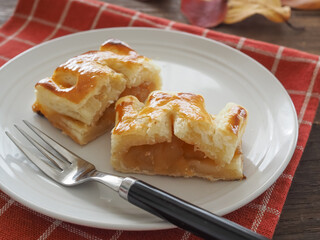 皿の上の手作りのアップルパイ