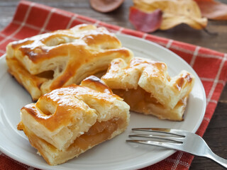 皿の上の手作りのアップルパイ