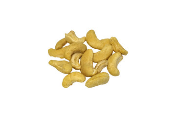 A small pile of roasted salted cashew nuts isolated on a PNG background.