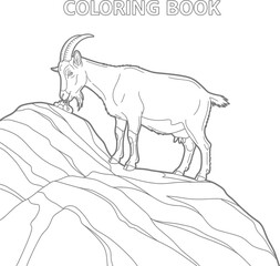 Mountain Goat Coloring Book Line Art for Kids