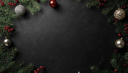 Social Media Visual for Christmas in Black with Garland and Red Balls &mdash; Lifestyle Promotion
