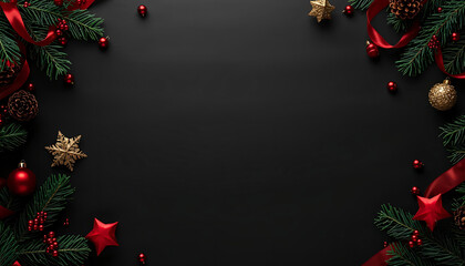 Sophisticated Christmas Invitation Template in Black and Red with Snowflakes