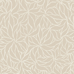 Abstract subtle beige batik floral seamless pattern. Vector illustration flat design background. 