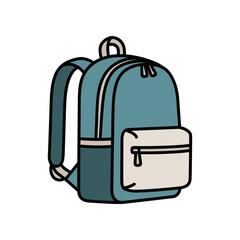 Illustration of a Teal Backpack with White Pocket and Black Outline.