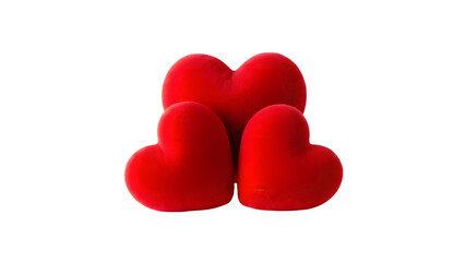 Three red earplugs isolated on transparent background for hearing protection