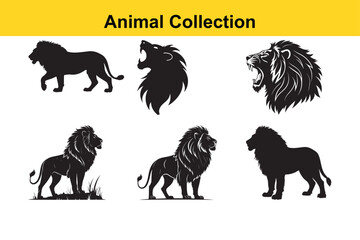 set of dogs silhouettes