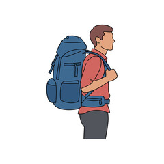 Man with Backpack Adventure and Exploration.