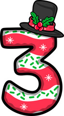 Christmas Festive Candy with Hat Number 3 Decoration 