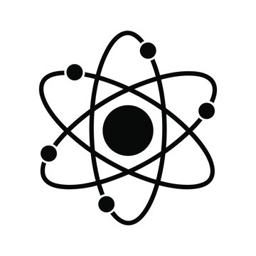 Simple atom icon with electrons orbiting nucleus