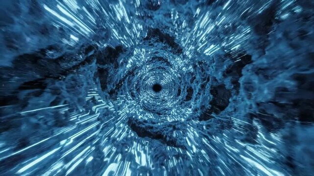 Experience an enchanting adventure as dynamic colors swirl and pulse in distinct cosmic tunnels. This captivating display blends deep reds and blues, creating a stunning visual feast.