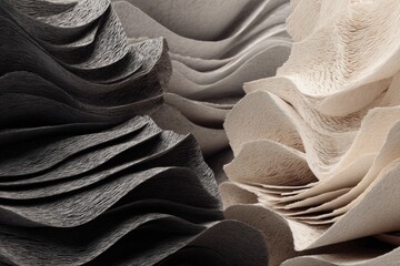 Intricate paper art showcases layered textures and contrasting hues, creating a dynamic and visually stunning abstract composition.