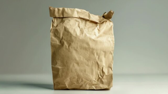 Video A simple brown paper bag sits on a table, ready for use or storage