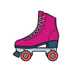 Retro Pink Roller Skate Illustration.