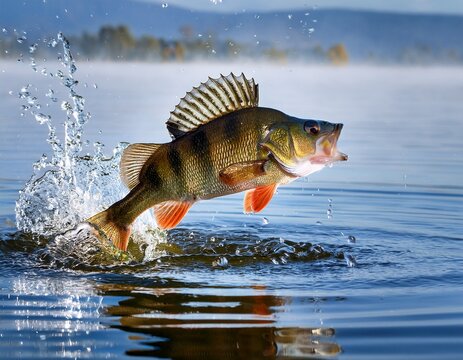 ein grosser barsch der aus dem wasser springt