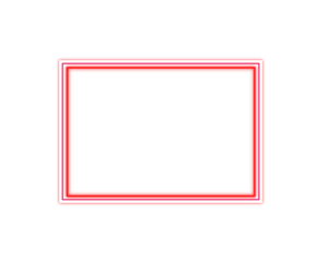 Glowing red neon rectangle frame isolated on transparent background