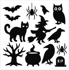 set of cats silhouettes