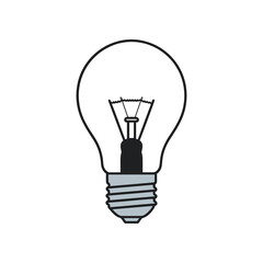 Simple illustration of a clear incandescent light bulb.