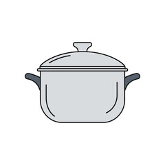 Simple illustration of a cooking pot with lid and handles.