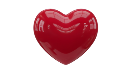Shiny red heart isolated on transparent background