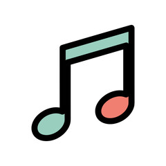 Simple Musical Note Icon with Two Beams.