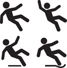 PrintFour silhouettes of people falling down