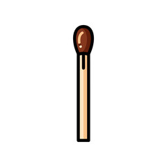 Single wooden matchstick with brown head ready to ignite.