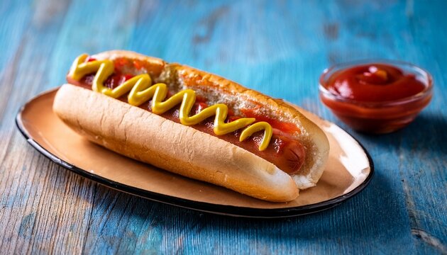 hot dog with mustard and ketchup cachorro quente com salada mostarda e ketchup