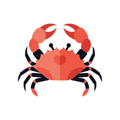 Stylized Red Crab Illustration with Large Claws and Legs.
