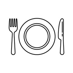 Simple table setting with plate fork and knife