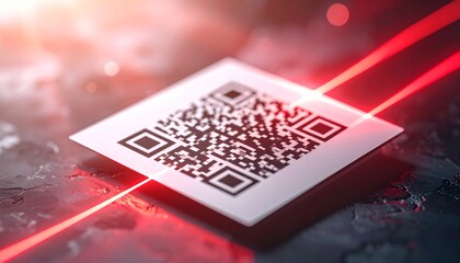 QR Code: A high-tech depiction of a QR code, bathed in futuristic red light, symbolizes digital connectivity. It is a visual representation of accessibility and data transfer.