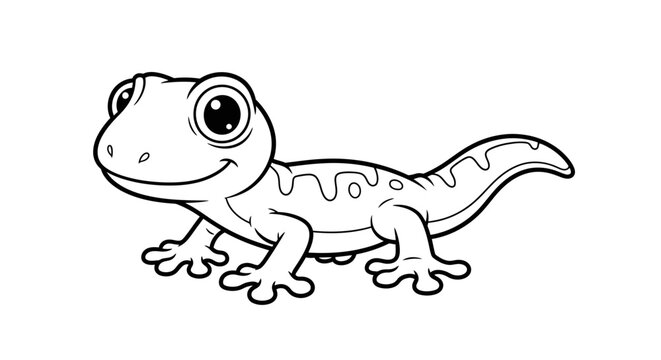 Black and White Cartoon Gecko Illustration