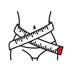 Measuring waist and hip size with ruler