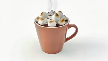  3d Hot Chocolate Mug With Marshmallows, White Background