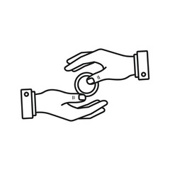 Handing over a coin between two hands