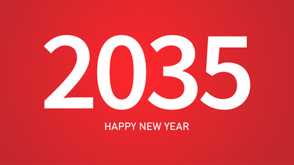 Happy New Year 2035. 2035 New Year text. New Year 2035 design for greeting card, invitation, calendar, vector and illustration.