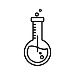 Laboratory flask with liquid and bubbles