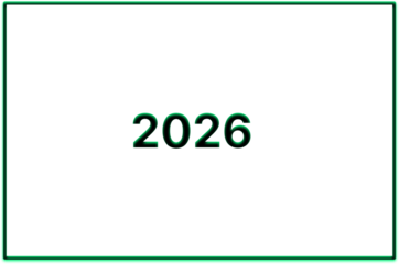 Minimal 2026 Typography with Green Outline Frame , Simple modern 2026 text inside a clean green rectangular frame on white background. Minimalistic design ideal for New Year greetings, posters, banner