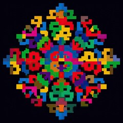 Fototapeta premium Futuristic geometric minimalism - Vibrant geometry art showcase digital space abstract pattern design colorful mandala view creative exploration - abstract composition