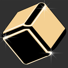 Isolated 3D element in retro-futuristic Y2K style, chrome-like, glossy gold.