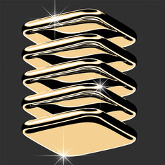 Isolated 3D element in retro-futuristic Y2K style, chrome-like, glossy gold.
