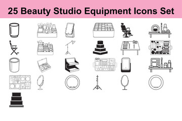 25 Beauty Studio Equipment Icons Set