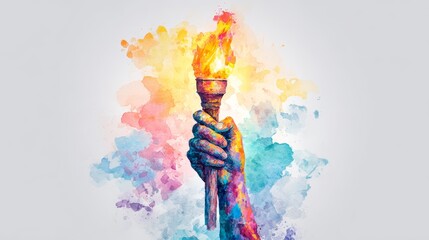 A close-up of a hand holding a flaming torch