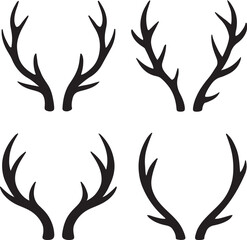 PrintSet of four stylized deer antler silhouettes
